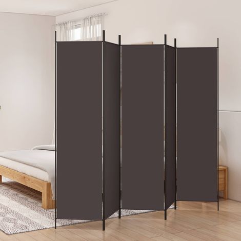 vidaXL Biombo divisor de 5 paneles de tela marrón 250x200 cm (1/5)