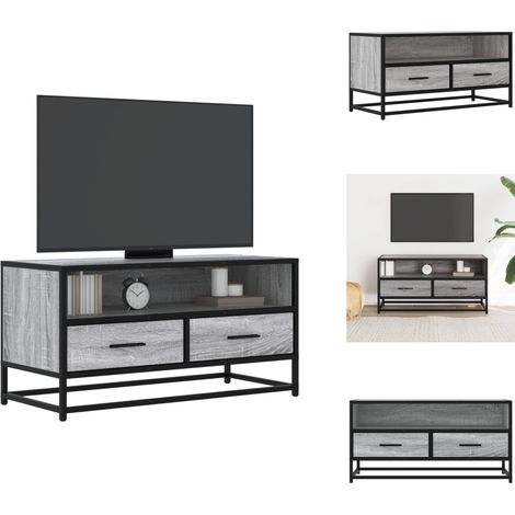Meuble TV sonoma gris 80x34,5x40 cm bois d'ingénierie et métal - Meuble TV - Meubles TV - Banc TV - Buffet TV (1/5)