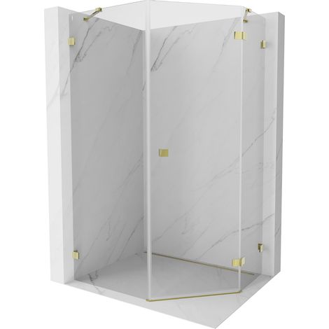 Mexen Lunar fünfeckige, rechte, verstellbare Duschkabine 80 x 100 cm, transparent, gold - 831-080P-100L-50-00-P (1/5)