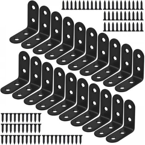 Lot de 20 équerres de fixation triangulaires en acier inoxydable, 40 x 40 mm, épaisseur 2 mm (1/4)