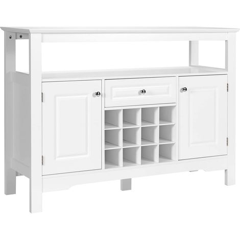 Costway – Buffet de cuisine avec casier à vin et étagères – 1 tiroir et 2 armoires – Dimensions 117 x 40 x 82 cm – MDF blanc moderne (1/5)