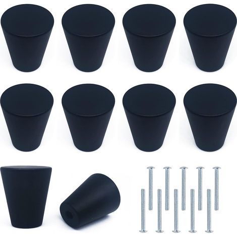 10 pomelli per cassetti in metallo nero, maniglie rotonde nere per cassetti, pomelli in alluminio per mobili con viti, per cassetti, armadi, ripiani, ante di guardaroba (1/5)