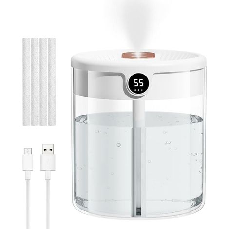 ZVD-Humidificateur de Chambre, 2Lpour Chambre Simple, Humidificateur d'air Chambre automatique, Humidificateur Diffuseur pour Plantes de Bureau (Blanc) (1/4)