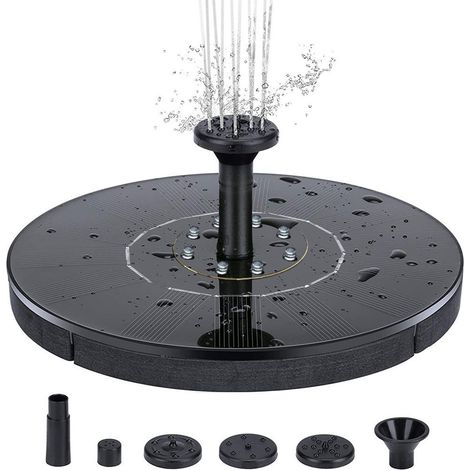 Fontana solare - Pompa per abbeveratoio per uccelli - Fontana d'acqua - Fontana d'acqua per esterni - Adatta per abbeveratoi per uccelli, giardini, laghetti e uso esterno - 16 cm - Nero (1/5)