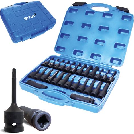 BITUXX 26 tlg Schlagschrauber Nüsse Schlagnuss Set 1/2" Schlagnüsse Torx Vielzahn Sechskant Impact Socket Set Nuss Satz