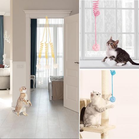 Lot de 3 jouets à suspendre pour chat,jouets amusants à suspendre à la porte,jouets pour chaton en corde élastique,jouets d'intérieur (1/5)