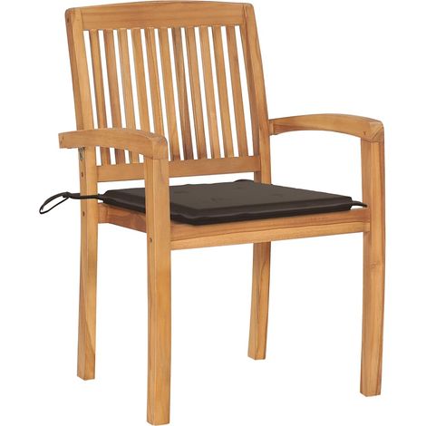 Maison Exclusive - Chaises de jardin lot de 2 et coussins taupe Bois teck massif (1/5)