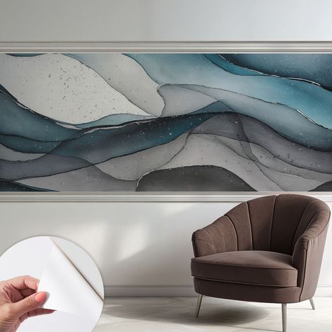Papier peint adhésif décoratif pour salon chambre et cuisine Facile à poser avec colle Vagues colorées 250x104 cm (1/5)