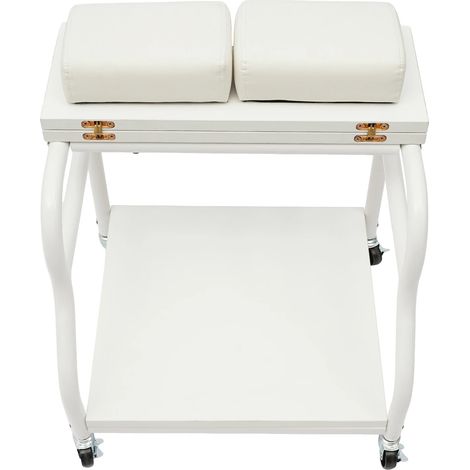 Carrito para salón, bandeja plegable, 4 ruedas, blanco (1/2)