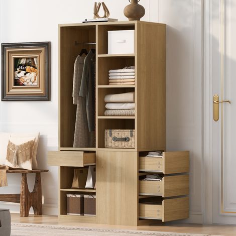 Armadio aperto 91x50x170 cm in MDF e compensato color legno – MEUBLIV (1/5)