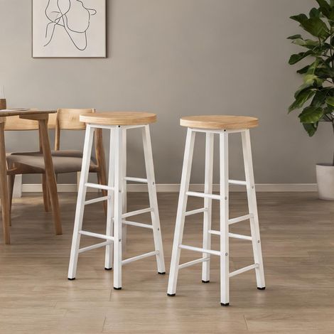 Lot de 2 tabourets de bar industriels avec repose-pieds MDF (1/5)