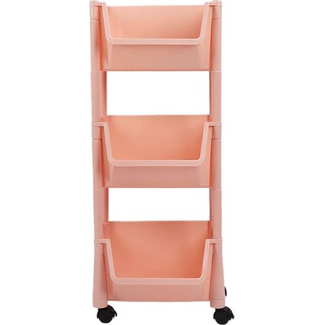 Organisateur de rangement roulant compact, grande capacité, chariot utilitaire mobile, étagère à livres avec roulettes verrouillables, 3 niveaux, sans couvercle (1/5)