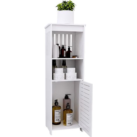 Meuble salle de bain Avec une porte - 25x20x80cm Blanc (1/5)