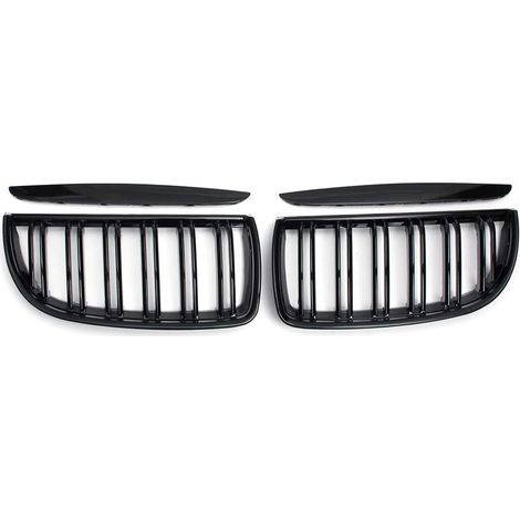 Paire de calandre Sport Noir Brillant à Double lamelle Compatible avec BMW E90 E91 2005-2008 (1/5)