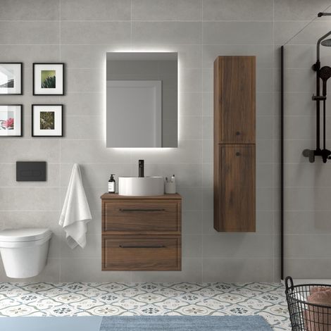 Mueble de Baño RUNA 70cm Blanco Mate 2 cajones Lavabo sobre encimera 1 poza Porcelana (1/5)
