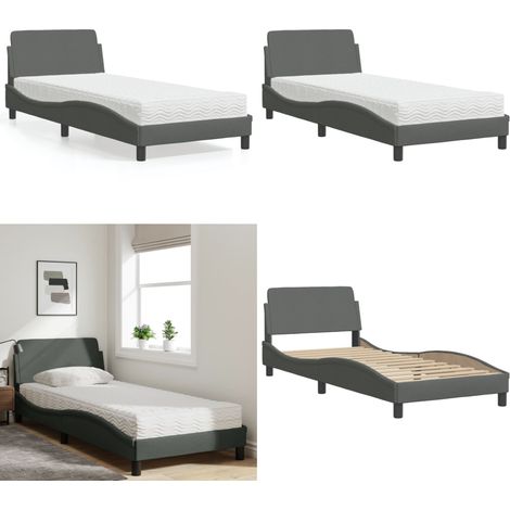 Bett mit Matratze Dunkelgrau 80x200 cm Stoff - Bettsofa - Doppelbett - Boxspringbett - Schlafzimmermöbel - Lattenrost - Home & Living (1/5)