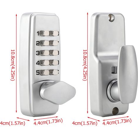 Serrure de porte à code à combinaison 2-8 chiffres en alliage de zinc, avec mot de passe pratique et sécurisée. (1/5)