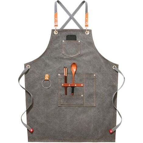 (Grau) Hochwertige Cowboy-Schürze mit Taschen für Friseure, Maler, Gärtner und Haarstylisten für Damen und Herren
