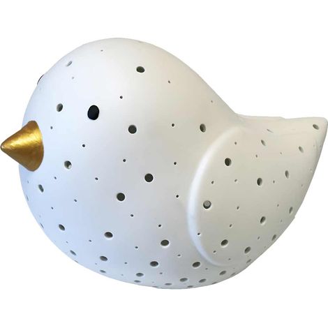 Lampe à poser oiseau en porcelaine blanche 24 cm (1/2)