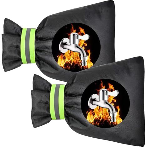 2 pièces 15 x 18 cm Protection antigel hivernale pour robinets extérieurs , couvre robinets réutilisables avec bandes réfléchissantes (1/5)