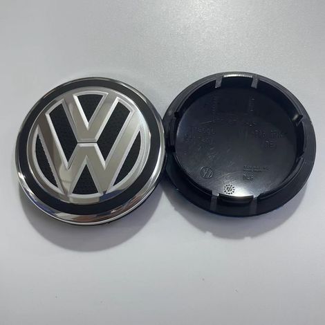 Cache moyeu de roue Volkswagen 65 mm, emblème central jante avec logo VW Wolfburg, compatible Passat B7, Touran, Jetta, capuchon enjoliveur voiture effet texturé, lot de 4 pièces (1/2)