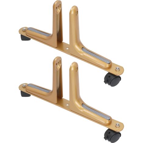 Set mit 2 verstellbaren, mobilen Raumteilerständern aus goldfarbenem Aluminium mit Rollen (1/5)