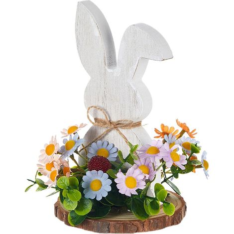 KOWOLL Décorations de Pâques en forme de lapin, lapin de Pâques, ornement de Pâques, panneau en bois en forme de lapin, décorations de Pâques en bois en forme de lapin pour bureaux et étagères (1/5)