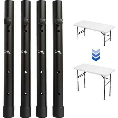 Set di 4 prolunghe per gambe di tavoli pieghevoli, per gambe curve e dritte, rialzi regolabili per gambe di tavoli pieghevoli, per un'altezza di (44 cm) (1/5)