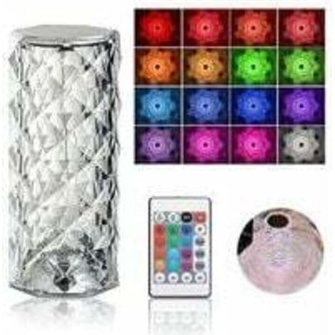Lampe de Table en Cristal avec Commande Tactile et Télécommande, 16 Couleurs, Chargement USB, Lumières LED - Lampe pour Chambre/Bar/Restaurant (1/5)