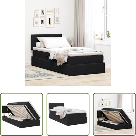 Stauraumbett - Aufbewahrungsbett mit Matratze Schwarz 100 x 200 cm Samt (1/5)