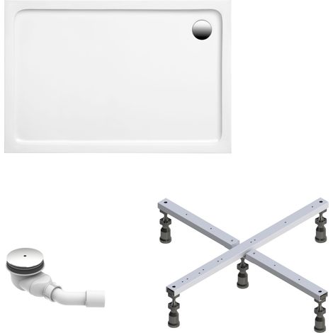 Schulte Duschwanne Adria 100x100 cm - Komplett Set mit Fußgestell und Ablaufgarnitur - Hochwertiges Sanitäracryl in Weiß glänzend