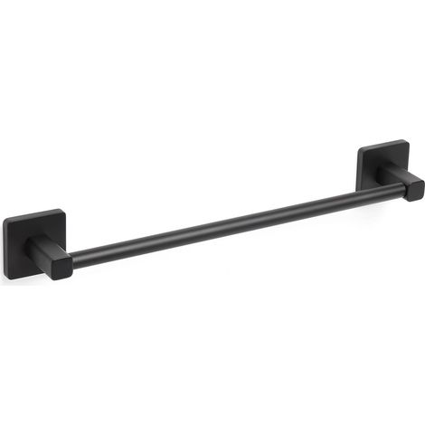 TATAY Porta asciugamani da Bagno, collezione Accessori Bagno NERO, Acciaio Inox e Zamak, Doppio sistema di fissaggio con Viti e Adesivi, Viti incluse, Supporta fino a 10Kg, Nero 6 x 6,5 x 45 cm (1/4)
