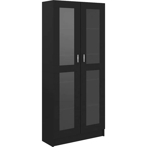 Maison Exclusive - Vitrinenschrank Schwarz 82,5x30,5x185 cm Holzw