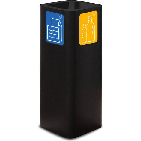 Pattumiera Per Raccolta Rifiuti 30x30xh80 cm In Acciaio Verniciato Cover a 2 Scomparti Nero (1/2)