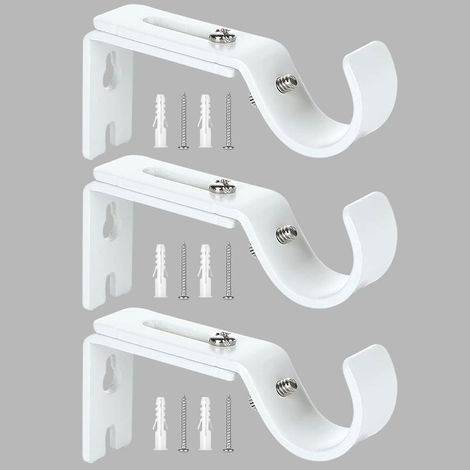 3 Pcs Blanc Support de Tringle à Rideau Réglable, Supports Murale Réglables,Support pour Tringle à Rideau,Compatible avec les tringles à rideau d'un diamètre maximal de 20mm-25mm (1/5)