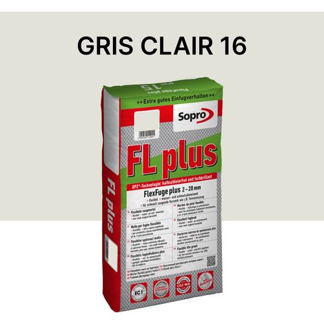 Joint carrelage intérieur et extérieur - 2 à 20 mm - Gris clair 16 - Sopro FL plus - 15 kg
