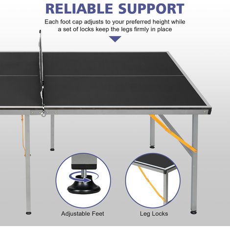 Table de tennis pliable portable professionnelle, format moyen (182 x 91 cm / 6 x 3 ft), kit complet avec filet, 2 raquettes et 4 balles, idéale adultes et ados, montage rapide, usage intérieur/extéri (1/5)