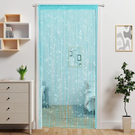 Rideau de porte perlé 100×200cm – Panneau à pampilles en polyester – Décoration bohème pour séparation de pièce – Effet scintillant (1/4)