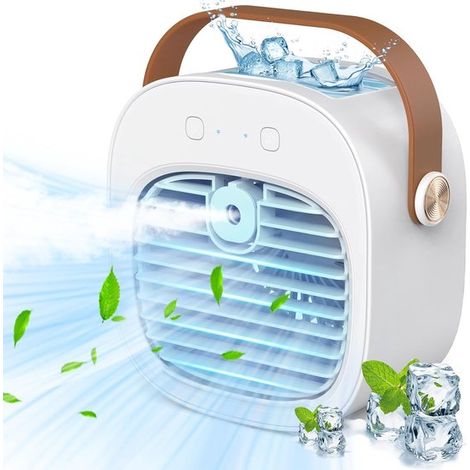 Ventilador portátil,Mini ventilador recargable de 4000 mAh,3 velocidades,Autonomía de 5 a 10 horas,Ventilador de escritorio silencioso,Blanco (1/5)