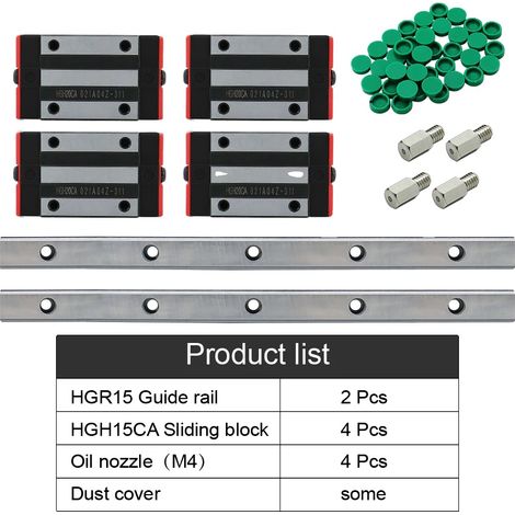 Rail de guidage linéaire, construction en acier, compatibilité CNC, 2 HGR15 4 HGH15CA-c, 800mm (1/2)