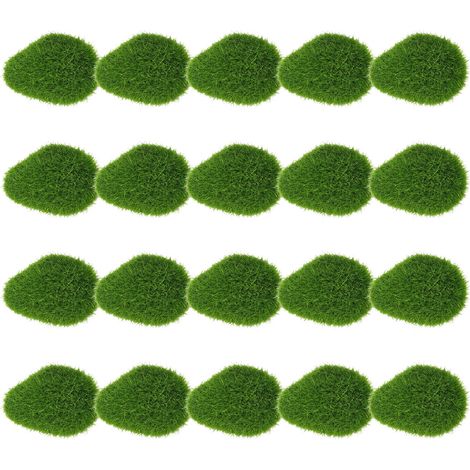 Boule De Lichen Artificiel - Pierre Décorative En Mousse Verte - Pour Jardin Intérieur Extérieur Mini Jardin Terrarium - 20 Pièces (1/5)