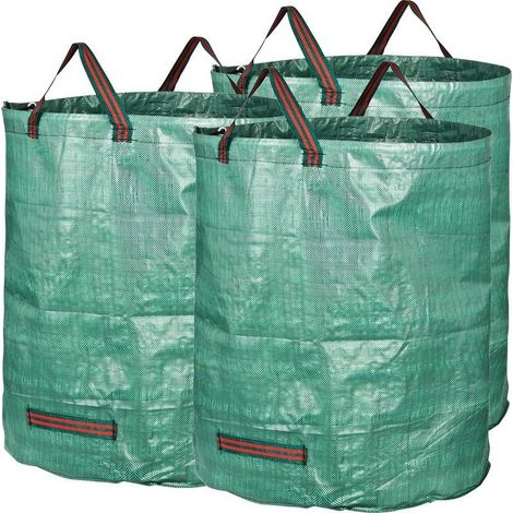 3x sacs de jardin 272l en tissu polypropylène robuste (PP) 150g / m2, Jardin étanche Heavy Duty Grande Sacs avec Poignées (1/4)