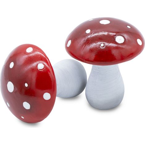 Keramik Fliegenpilz 2er Set farbig - 13 x 12 cm - Deko Pilz mit glasiertem Schirm - Tisch Aufsteller Herbst Dekofigur zum Hinstellen