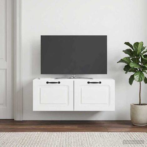 Wandmontierter TV-Schrank Hochglanz Weiß 78,5 x 41 x 30 cm (1/5)