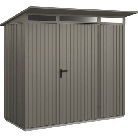 Hörmann Metall-Gerätehaus Berry Classic mit Pultdach Typ 1, 248 x 153 cm, quarzgrau, 3,8 m², 1-flüglige Tür (1/5)