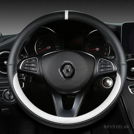 Housse de volant en cuir PU blanc en forme de O, compatible avec Renault Captur, Duster, Megane 2/3, Clio, Logan, Laguna 2, Kadjar et Scenic 2. Accessoires auto. (1/5)