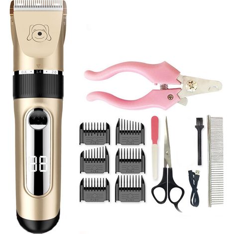 Filiyano-Tondeuse pour chien professionnelle sans fil IPX7, lames en céramique détachables, écran LCD, charge rapide, lame lavable. (1/5)