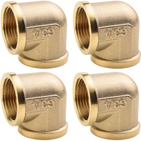 4 Pièces Coudé 90° Laiton G 3/4" Femelle x Femelle, Paroi Épaissie Anticorrosion pour Plomberie, Sanitaire et Chauffage (1/5)