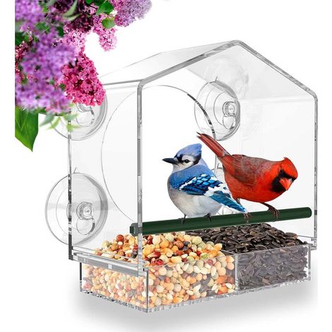 Comedero para pájaros de ventana, comedero para pájaros de exterior para aves silvestres (1/4)