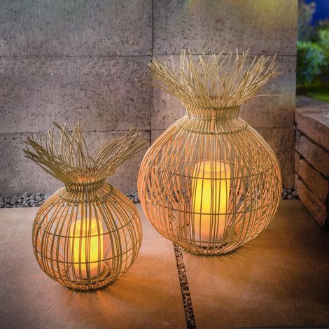 esotec Boho-Windlichter Praya im 2er-Set, solarbetrieben wetterfest IP44 102277